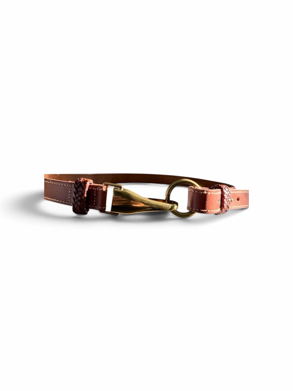 Lauren‎ by Ralph Lauren Medium Brown Leather  Belt Brass Horsebit Size Medium